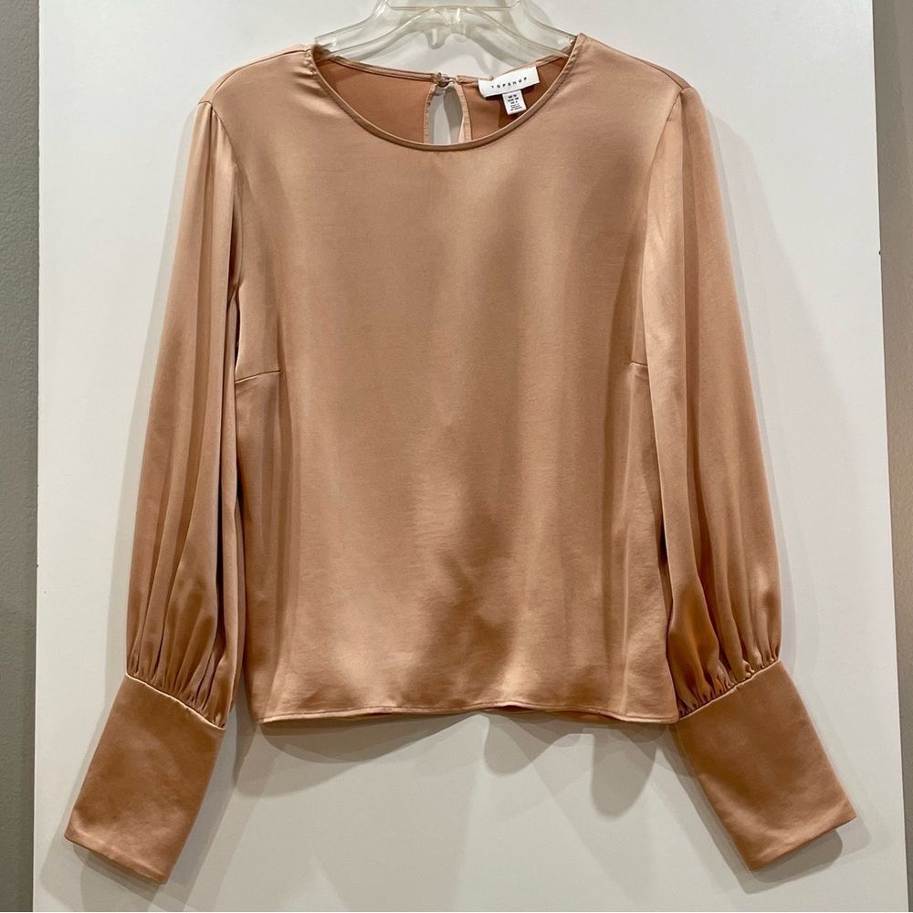 Blouse, Tan, Topshop, Size 6
